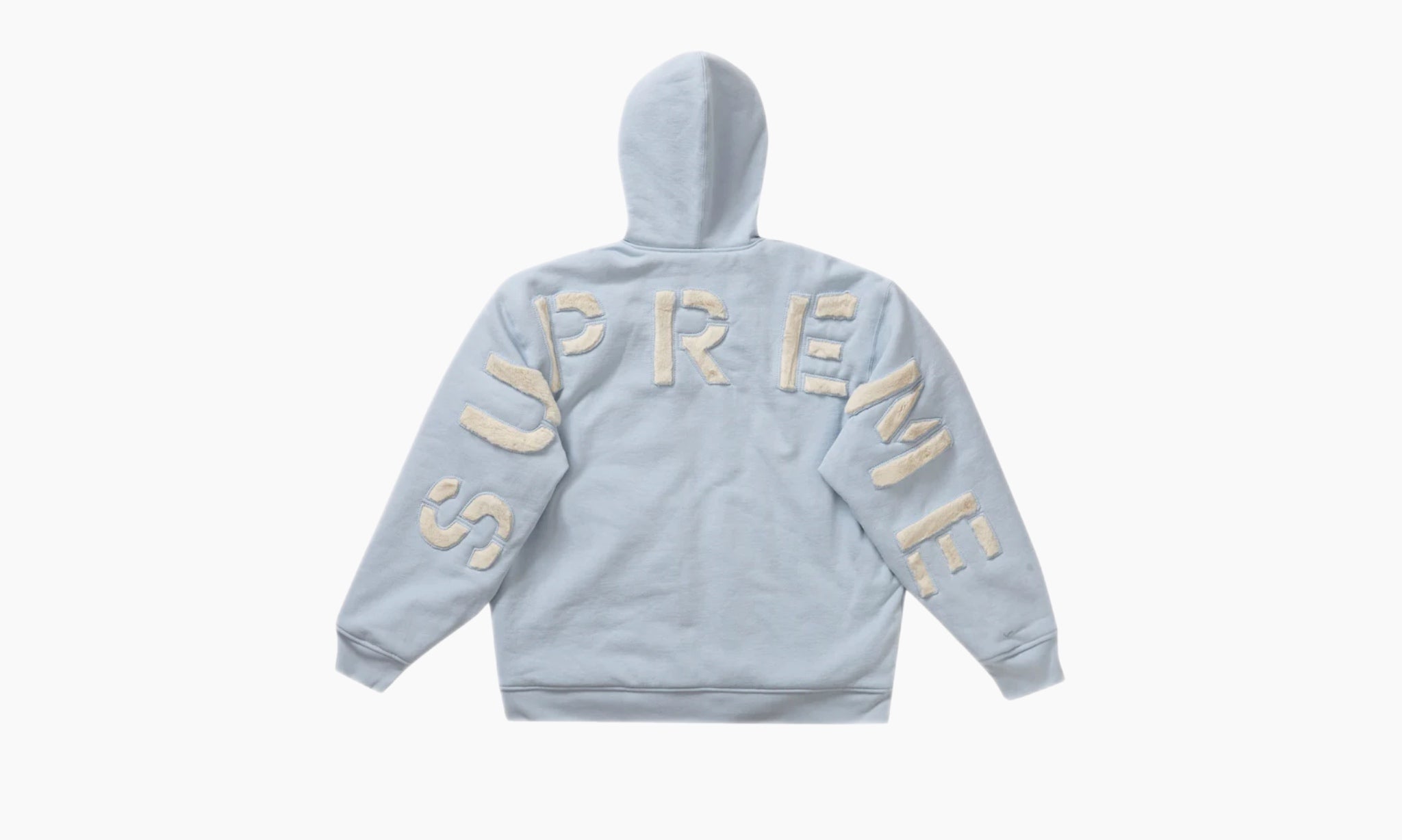 Supreme Faux Fur Lined Zip Up Hooded Sweatshirt “Light Blue”