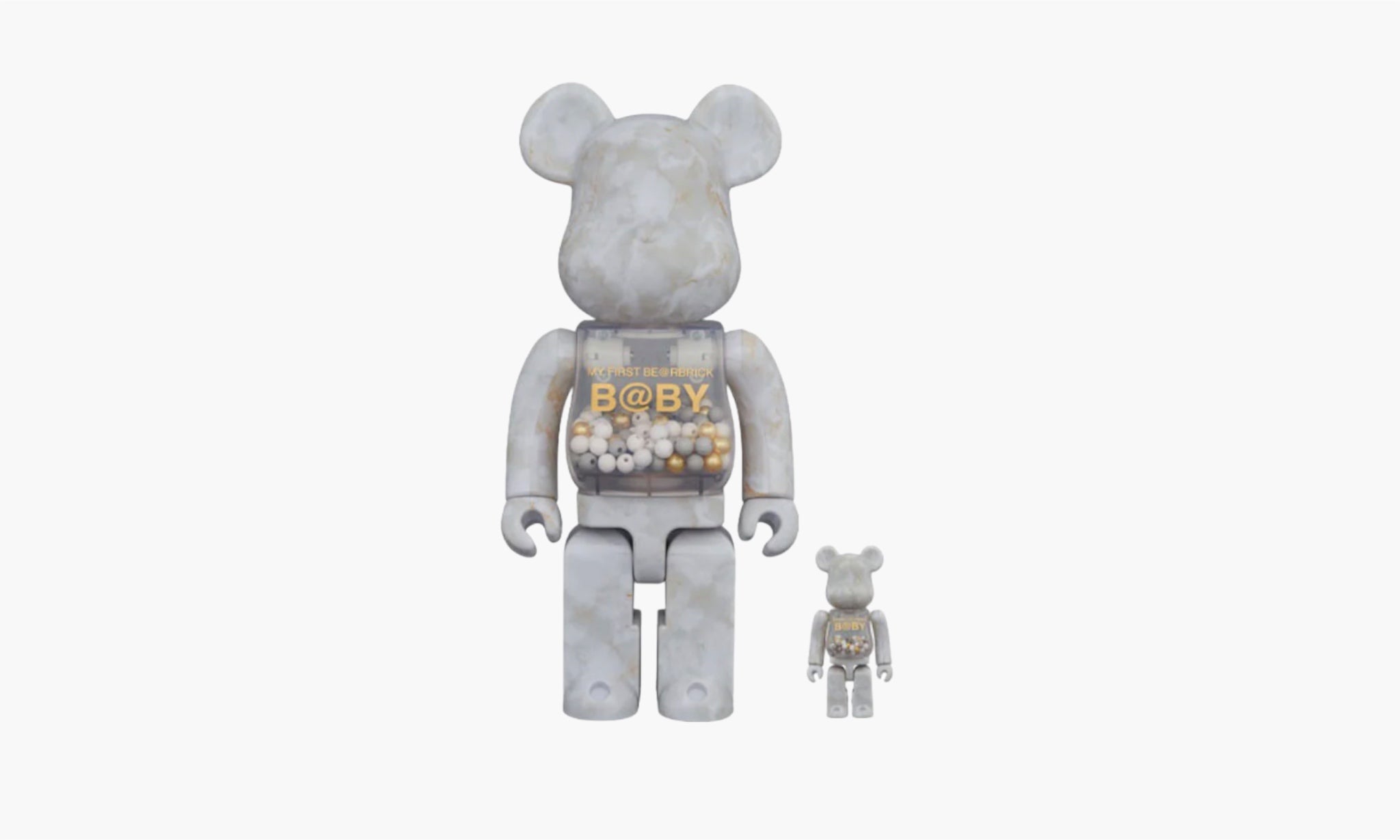 Bearbrick My First Baby Marble Ver. 100% & 400% Set “White & Gold”